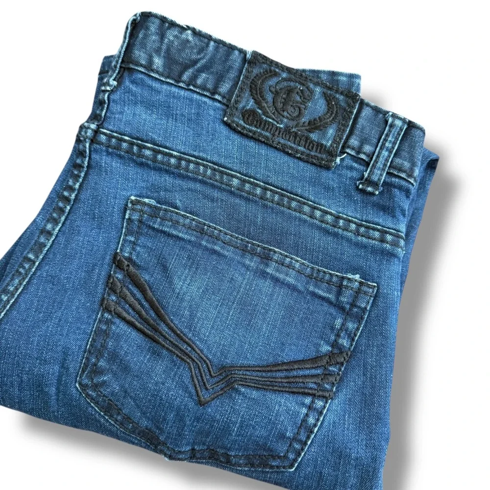 Competition Jeans Mens Size 36(34x31) Blue Denim Straight‎ Leg Pant Embellished